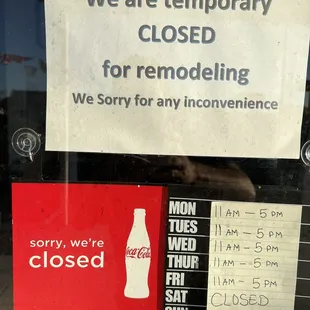 a closed sign in a window