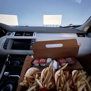 Picked up some McDonald's to eat pre-movie, then the bucket of fresh popcorn during the movie!