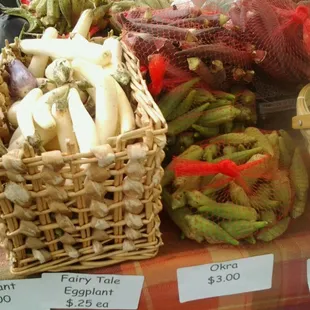 Fairy Tale eggplant, purple okra