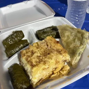 Dolmades and Pastitsio.