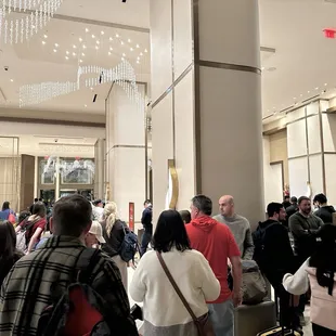 Lines of people waiting for hours because their system update failed.