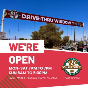 Drive Thru Window Open for You Convenience