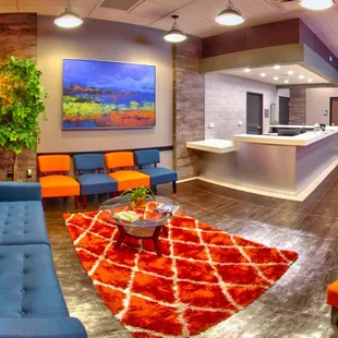 Our waiting room has free Wifi, bathrooms, snacks and water while you wait!