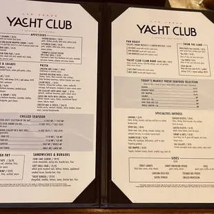 Menu at the hostess stand