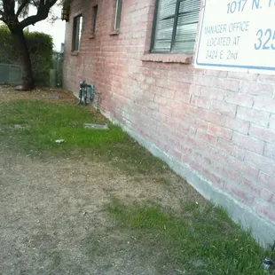 The landscaping of the front entry to the Holly Ave location for this apartment complex.