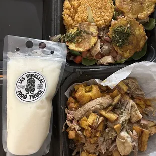 Hibarito slider, crazy fries and refreshing Piña Colada