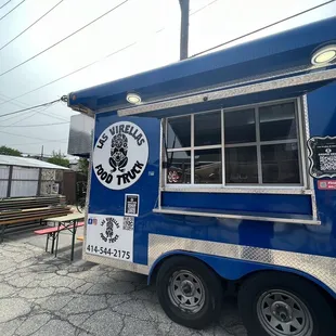 a blue food truck