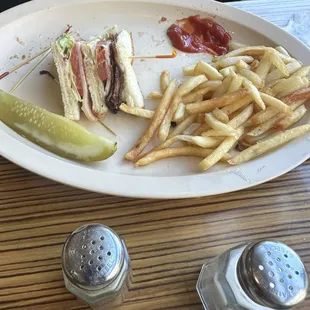 Club n fries Clubhouse Club Sandwich with fries