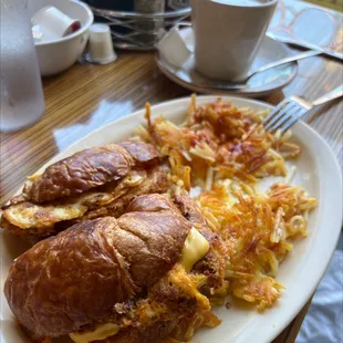 Croissant and Chorizo, Egg, &amp; Cheese Croissant Breakfast