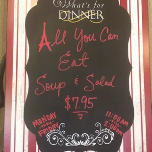 The salad bar on week days, during lunch, is fresh and delicious!