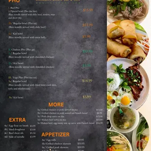 the menu for the restaurant