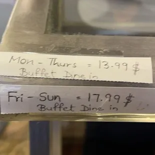 Buffet price