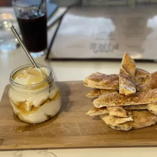 Housemaid ricotta cheese with honey and freshly made pizza crust