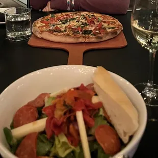 Salad and pizza