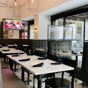 a view of the dining area