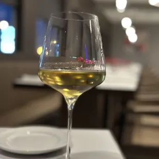a glass of white wine