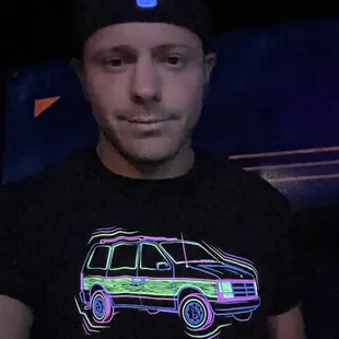 Shirt glowing in the blacklight