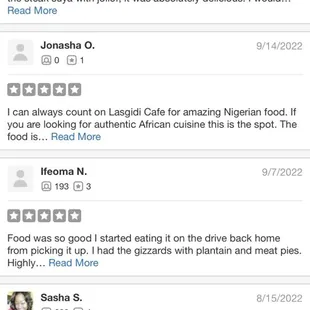 Our &quot;not recommended reviews&quot;. Which only means that these customers didn&apos;t find us through Yelp but they still love our food!