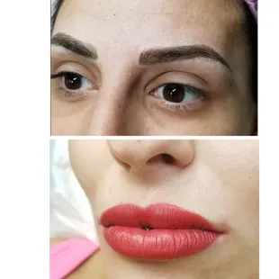 Eyebrow microblading &amp; shading, permanent lips tattoo
