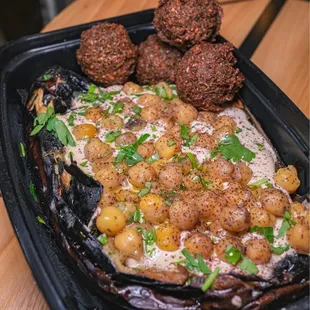 Charred Eggplant and Falafel