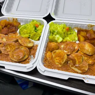 Egg Curry with cabbage bhaji and aloo tama x 2