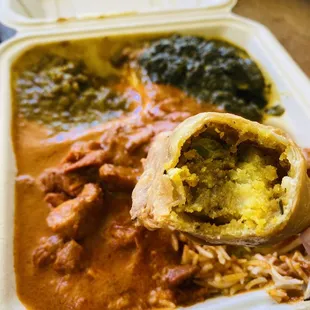 Butter chicken plate with lentils &amp; saag