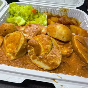 Egg Curry with cabbage bhaji and aloo tama #2