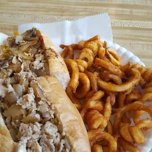 Chicken Cheese Steaks Sub with peppers and mushrooms!!! Superb