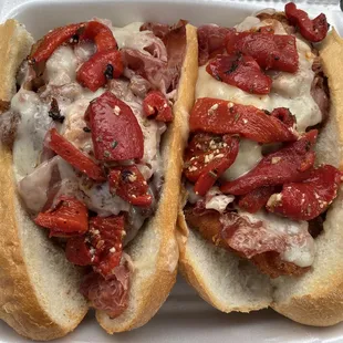 Chicken Cutlet - old fashioned - prosciutto, sharp provolone and roasted red peppers on a liscios roll