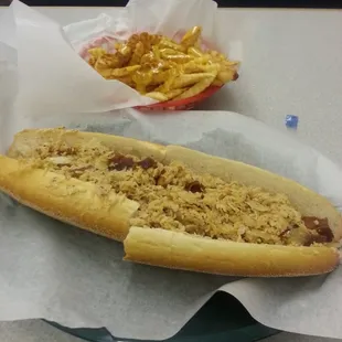 Chicken cheesesteak old bay fries