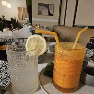 Caipirinha on the left Mango Lassi on the right