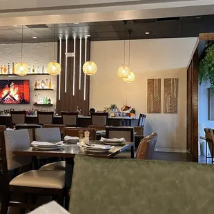 The bar and dining room