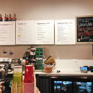 a woman behind a counter