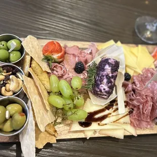 Charcuterie board- especially loved the fresh baked bread and blueberry goat cheese