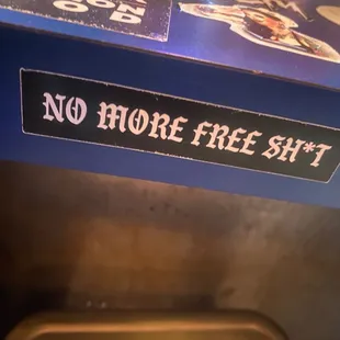 Stickers all around the bar