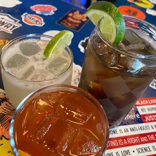Old fashioned.  Mezcal marg. Rum/coke