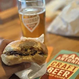 The standard burger paired with roadmap brews new German lager!