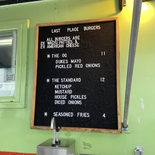a menu on a chalkboard