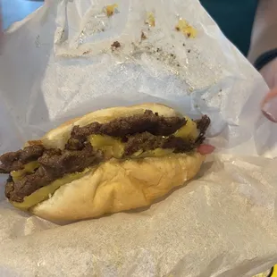 a half eaten sandwich