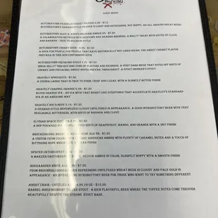 Beer menu, it changes!!