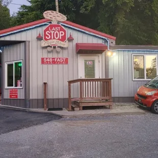 a small car parked outside