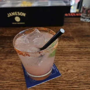 This is a Mexican kamikaze made into a cocktail. An invention of the owner Scott. Using stoli chamoy vodka. It's off the hook!