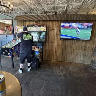 a man playing a video game