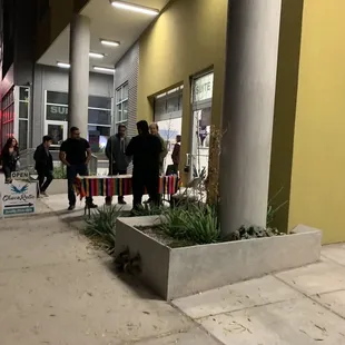 Street shot lots of people downtown