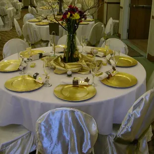 a table set for a wedding reception
