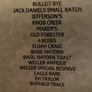 Great Bourbon  selection