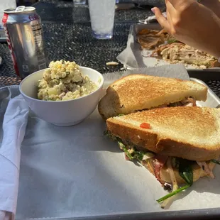 Grilled Pimento Cheese with Ham and Potato Salad