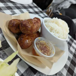 Sausages and substituted with jasmine. Mediocre but good enough for me