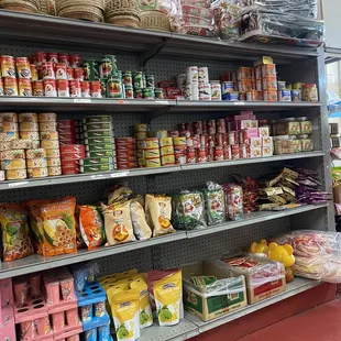 shelves of food