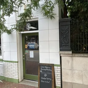 Outside of the brewery (normally they have a little dog bowl with water!)